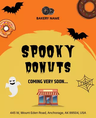 Halloween Themed Spooky Donuts Launch Flyer Template
