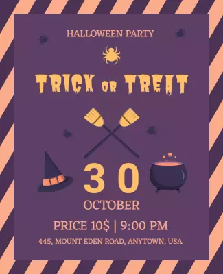 Halloween Trick or Treat Party Flyer Template