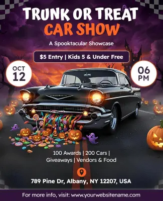 Halloween Trunk or Treat Car Show Flyer Template