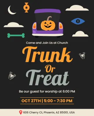 Halloween Church Trunk or Treat Event Flyer Template