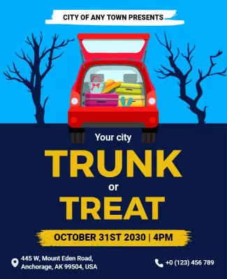 Fun Festive Halloween Trunk or Treat Event Flyer Template