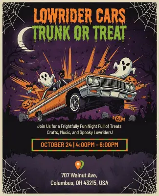 Halloween Trunk or Treat Lowrider Cars Event Flyer Template