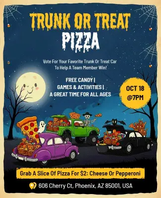 Halloween Trunk or Treat Pizza Night Flyer Template