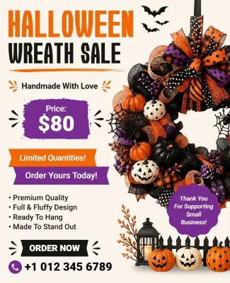 Halloween Wreath Sale Flyer Template