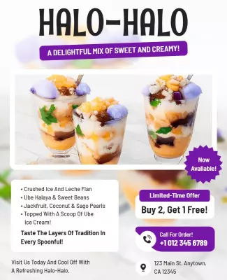 Halo Halo Dessert Promotion Flyer Template