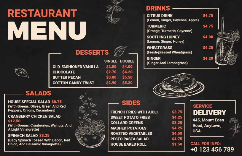 Hand-Drawn Sketch Theme for Restaurant Menu Template