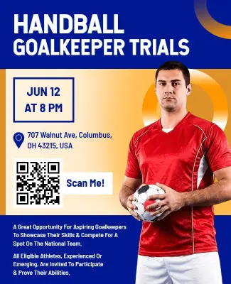 Handball Goalkeeper Trials Event Poster Template