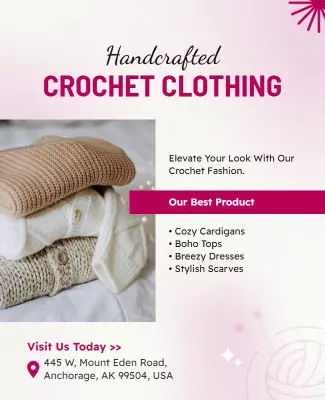 Handcrafted Crochet Clothing Promotional Flyer Template