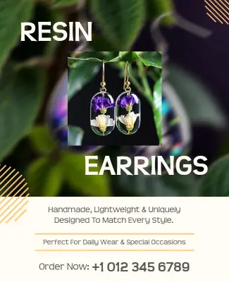 Handcrafted Resin Earrings Promotional Flyer Template