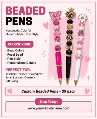 Handmade Beaded Pens Promotional Flyer Template