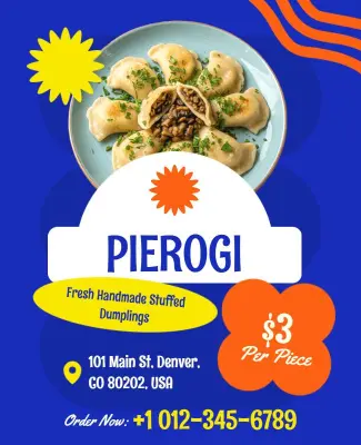 Handmade Pierogi Dumplings Promotion Flyer Template