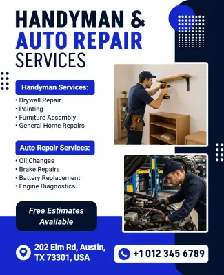 Handyman and Auto Repair Services Flyer Template