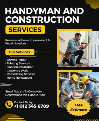 Handyman and Construction Services Promotional Flyer Template