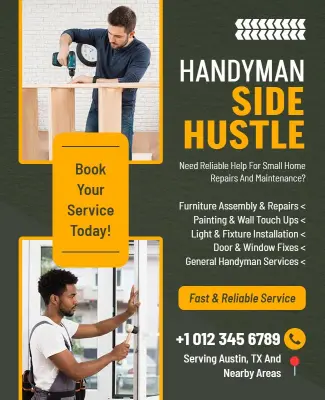 Handyman Side Hustle Advertisement Flyer Template