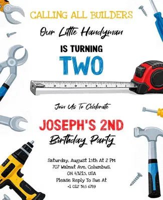 Handyman Theme Kids Birthday Celebration Flyer Template