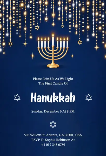Hanukkah Candle Lighting Ceremony Invitation Template