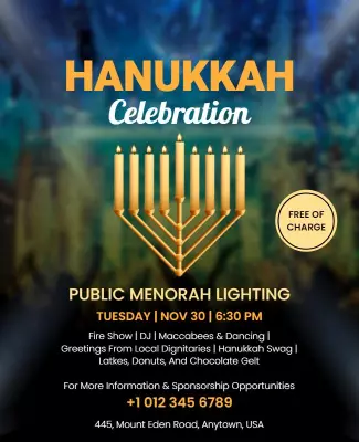 Hanukkah Celebration Menorah Lighting Flyer Template