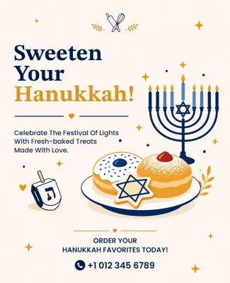 Hanukkah Celebration Sweets and Treats Poster Template