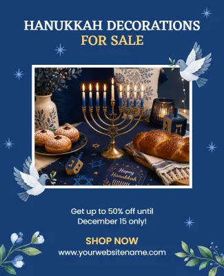 Hanukkah Decorations Sale Poster Template