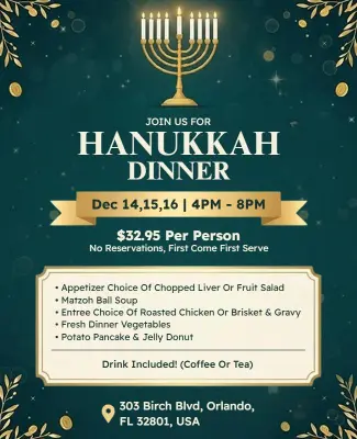 Hanukkah Dinner Celebration Flyer Template