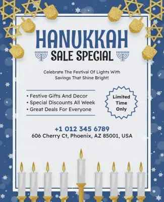 Hanukkah Festival Sale Promotion Flyer Template