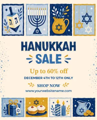 Hanukkah Holiday Sale Promotional Poster Template