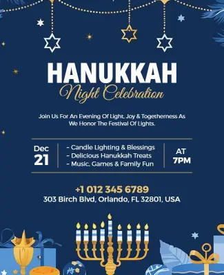 Hanukkah Night Celebration Event Flyer Template