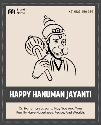 Minimalist Black Hanuman Jayanti Celebration Flyer Template