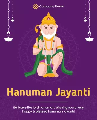 Festive Purple Hanuman Jayanti Celebration Flyer Template
