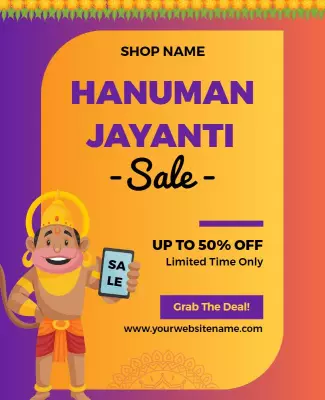 Hanuman Jayanti Festival Sale Flyer Template