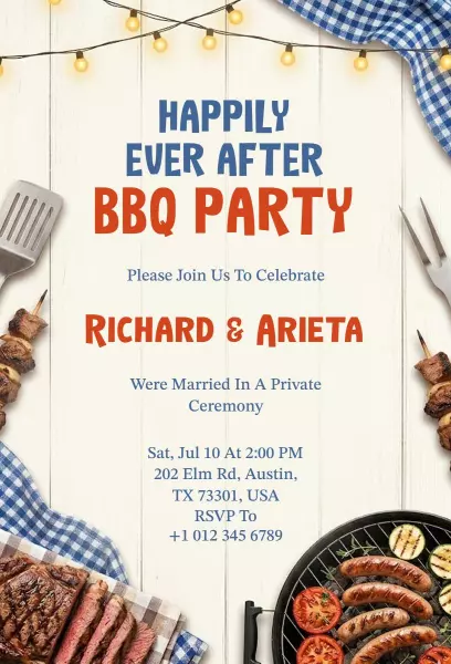 Happily Ever After Themed BBQ Party Celebration Invitation Template