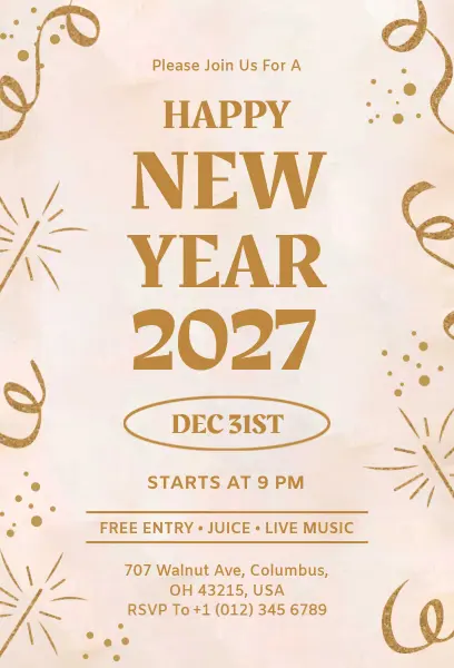 Happy 2027 New Year Invitation Template