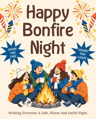 Happy Bonfire Night Wishes Poster Template