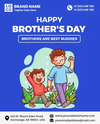Playful Blue Brother's Day Celebration Flyer Template