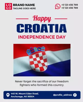 Happy Croatia Independence Day Celebration Flyer Template