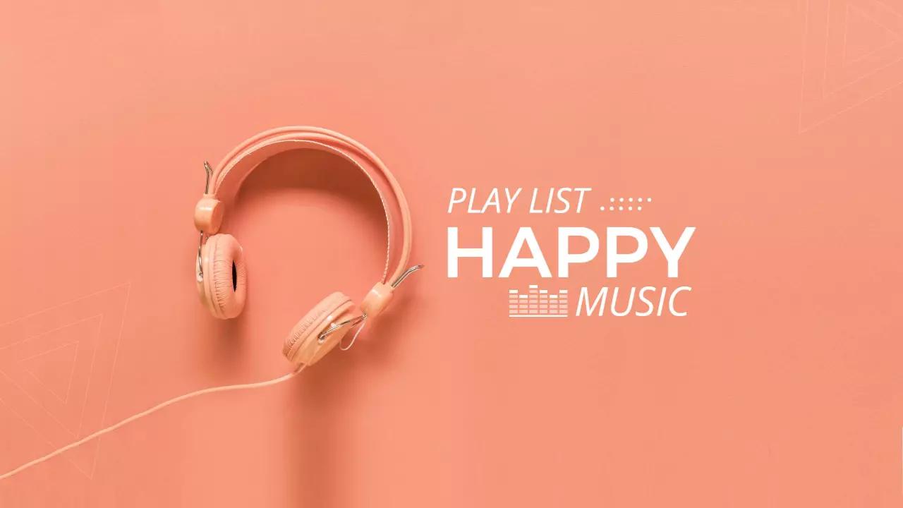 Happy Music Playlist with Soft Pink Headphones YouTube Banner Template
