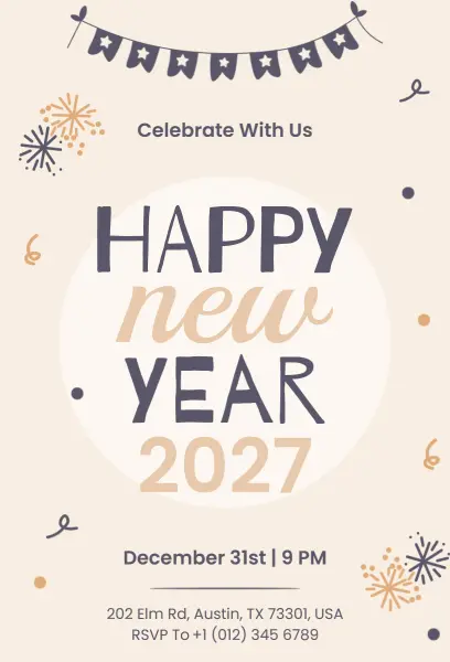 Happy New Year 2027 Invitation Template