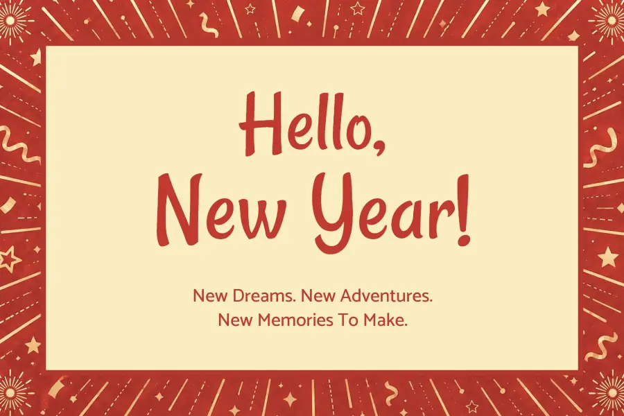 Happy New Year Cheerful Wishes Postcard Template