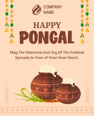 Festive Warm Pongal Celebration with Traditional Pots Flyer Template
