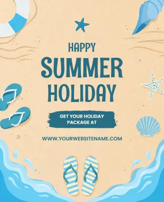 Happy Summer Beach Vacation Poster Template