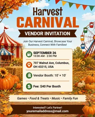 Harvest Carnival Vendor Invitation Flyer Template