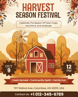 Harvest Season Community Festival Flyer Template