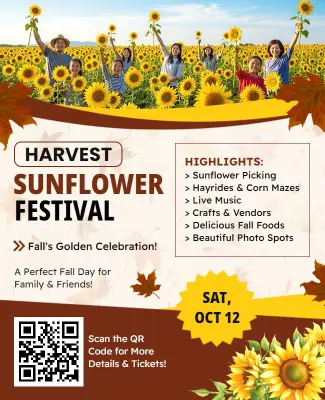 Harvest Sunflower Festival Celebration Flyer Template