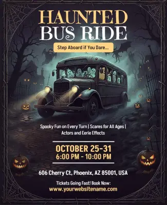 Haunted Bus Ride Halloween Event Flyer Template