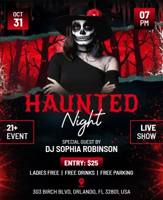 Haunted Night Halloween Celebration Flyer Template