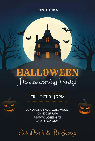 Haunting Halloween Housewarming Party Invitation Template