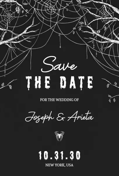 Hauntingly Elegant Halloween Wedding Celebration Invitation Template