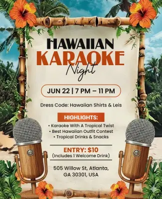 Hawaiian Karaoke Night Event Flyer Template