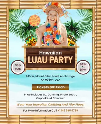 Hawaiian Luau Party Celebration Flyer Template