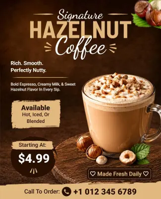 Hazelnut Coffee Advertisement Flyer Template